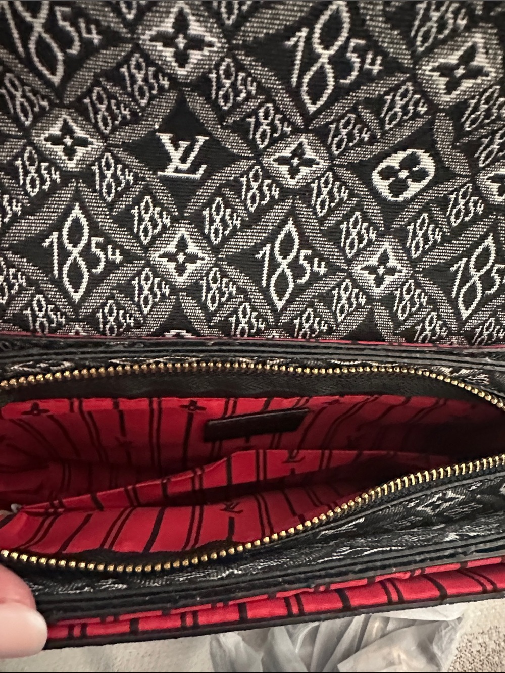 Designer inspired Black & White Monogram Jacquard Crossbody with Turquoise Lock - Picture 3 of 4